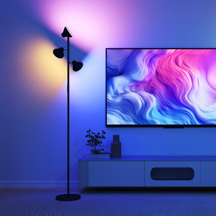 Stmívatelná stojací lampa s čtecí lampičkou, RGB, dálkové ovládání