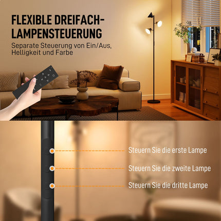 Stmívatelná stojací lampa s čtecí lampičkou, RGB, dálkové ovládání