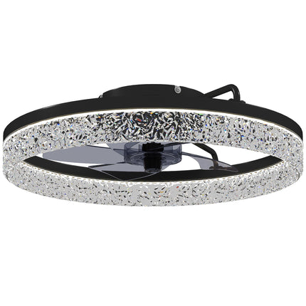 Stmívatelný LED stropní ventilátor s dálkovým ovládáním, černý, průměr 50cm