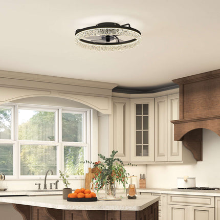 Stmívatelný LED stropní ventilátor s dálkovým ovládáním, černý, průměr 50cm