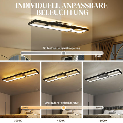 Stmívatelné LED stropní svítidlo, 43W, 4600LM, 3000-6000K, černé