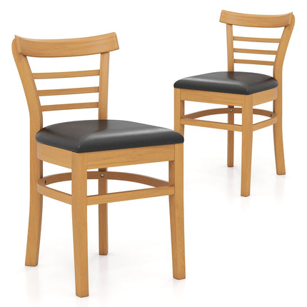Esszimmerstuhl-Set, Kunstleder, Kautschukholzbeine, 2er-Pack