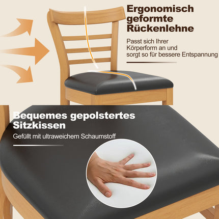Esszimmerstuhl-Set, Kunstleder, Kautschukholzbeine, 2er-Pack