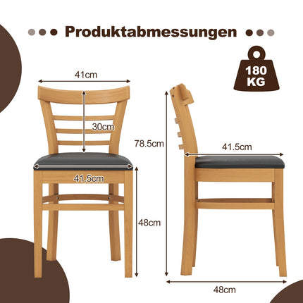 Esszimmerstuhl-Set, Kunstleder, Kautschukholzbeine, 2er-Pack