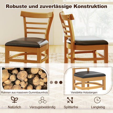 Esszimmerstuhl-Set, Kunstleder, Kautschukholzbeine, 2er-Pack