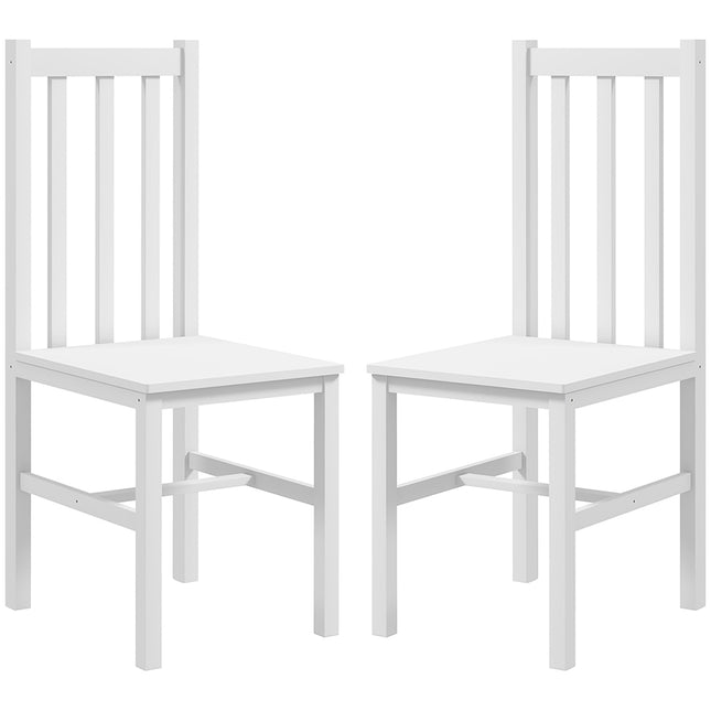 Dining chairs in white pine, set with 2 - 120 kg capacity
