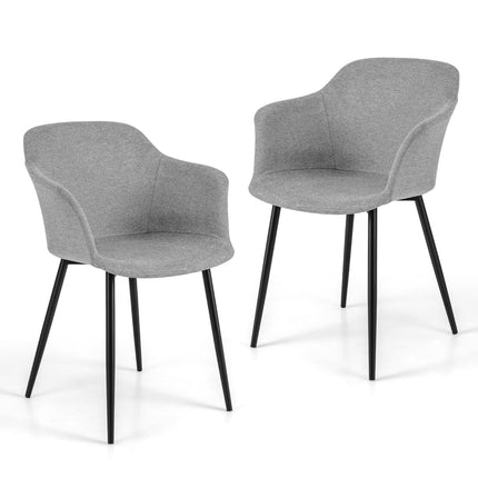Jídelní židle, sada 2 ks, světle šedá, ergonomické opěradlo