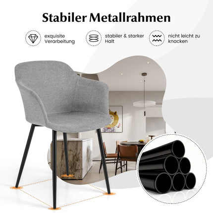 Jídelní židle, sada 2 ks, světle šedá, ergonomické opěradlo