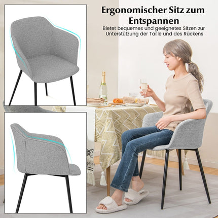 Jídelní židle, sada 2 ks, světle šedá, ergonomické opěradlo