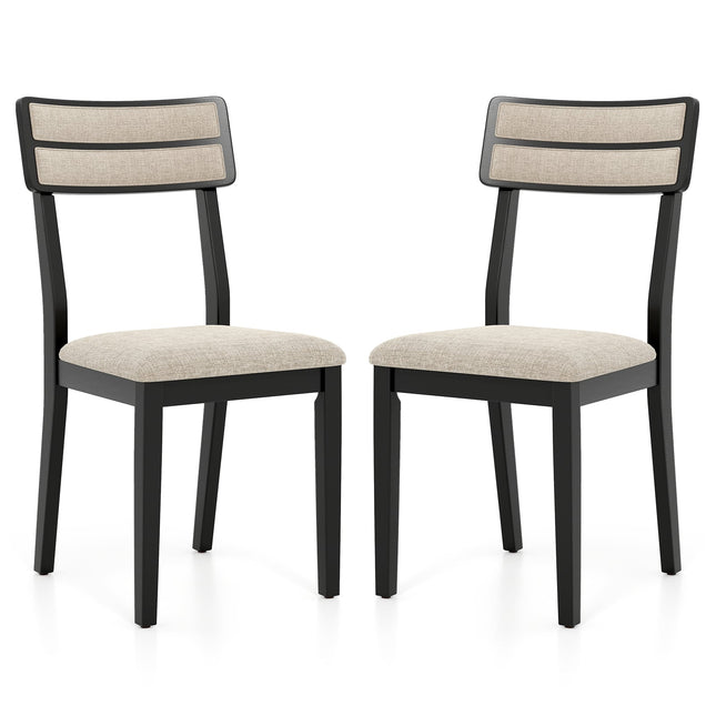 Dining Chairs Set of 2, Padded Seat, Rubberwood Legs