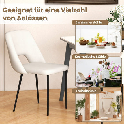 Dining Chairs Set of 2, Padded Velvet, Beige, Metal Frame
