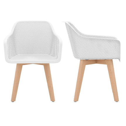 Jídelní židle sada 2 ks, bílá, dřevěné nohy, ergonomické opěradlo