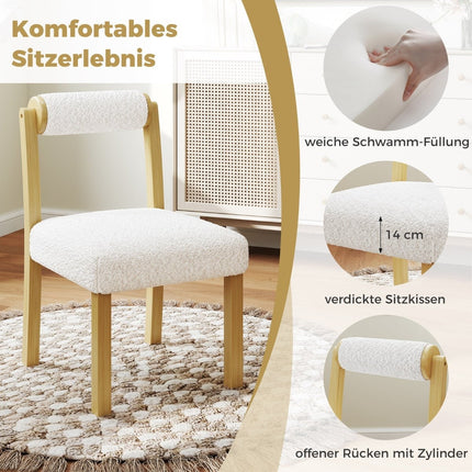 Jídelní židle sada 2 ks, dřevěná konstrukce, čalounění imitace sherpa