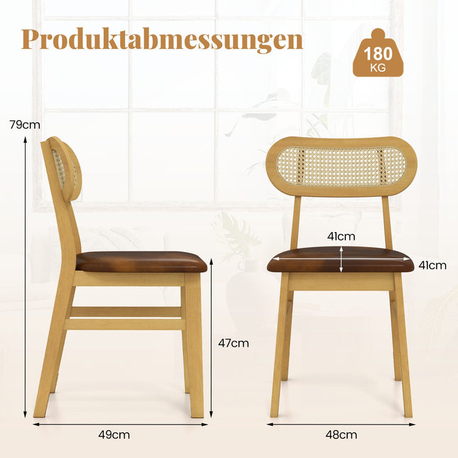 Jídelní židle sada 2 ks, dřevěná konstrukce, čalouněný sedák, hnědá