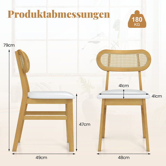 Jídelní židle sada 2 ks, dřevěná konstrukce, čalouněný sedák, bílá