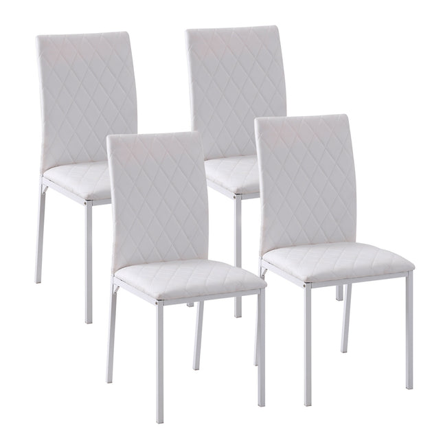 Eetkamerstoelen set van 4, kunstleer, hoge rugleuning, wit