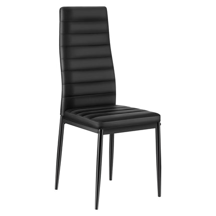 Dining Chairs Set of 6, PVC Leather, Metal Legs, Black