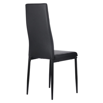 Dining Chairs Set of 6, PVC Leather, Metal Legs, Black