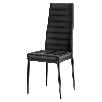 Dining Chairs Set of 6, PVC Leather, Metal Legs, Black