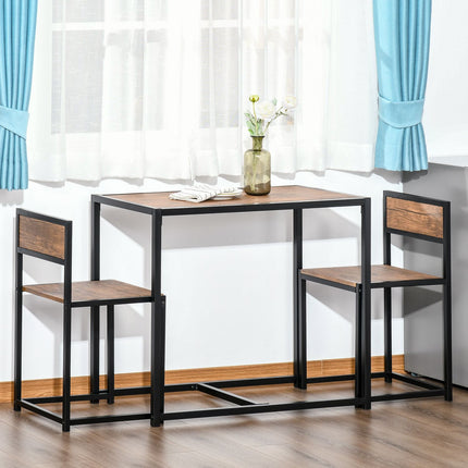 Jídelní set: stůl se 2 kovovými židlemi, přírodní povrch