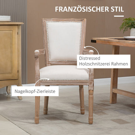 Jídelní křeslo s lněným čalouněním, vintage design