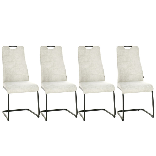 Konzolové jídelní židle, ergonomická sada 4 ks, béžový polyester