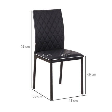 Černé jídelní židle z umělé kůže, sada 4 ks, ocelové nohy, polstrované