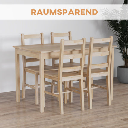 Jídelní sestava 5 dílů z masivního dřeva, úsporný design