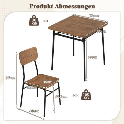 Jídelní set se 2 židlemi a úložnou policí, rustikální hnědá