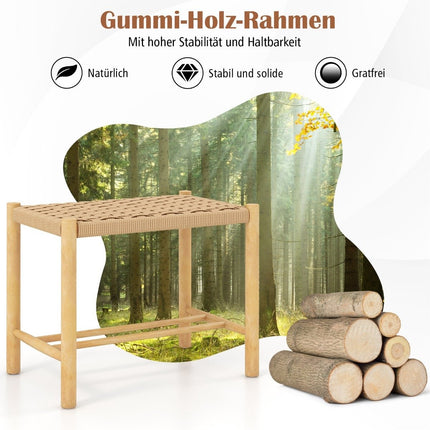 Esszimmerhocker-Set, Rahmen aus Gummibaumholz und Sitzfläche aus geflochtenem Papier, 56 x 36 x 45 cm