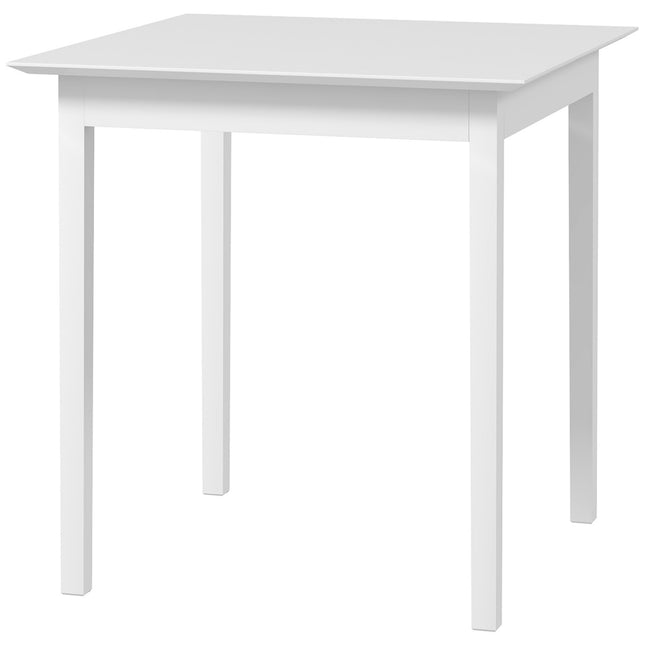 Čtvercový bílý dřevěný jídelní stůl pro 2.75x75x76 cm