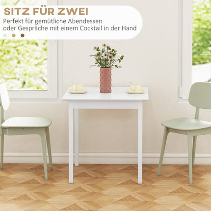 Čtvercový bílý dřevěný jídelní stůl pro 2.75x75x76 cm