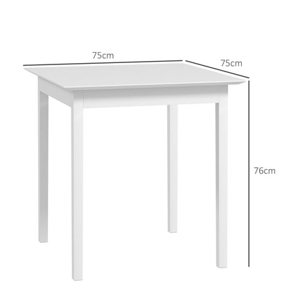 Čtvercový bílý dřevěný jídelní stůl pro 2.75x75x76 cm