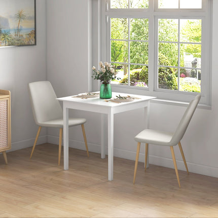 Čtvercový bílý dřevěný jídelní stůl pro 2.75x75x76 cm