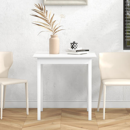 Čtvercový bílý dřevěný jídelní stůl pro 2.75x75x76 cm
