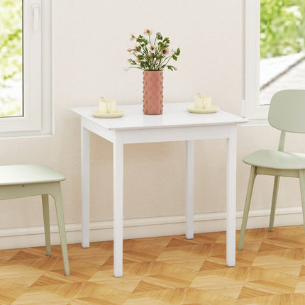 Čtvercový bílý dřevěný jídelní stůl pro 2.75x75x76 cm