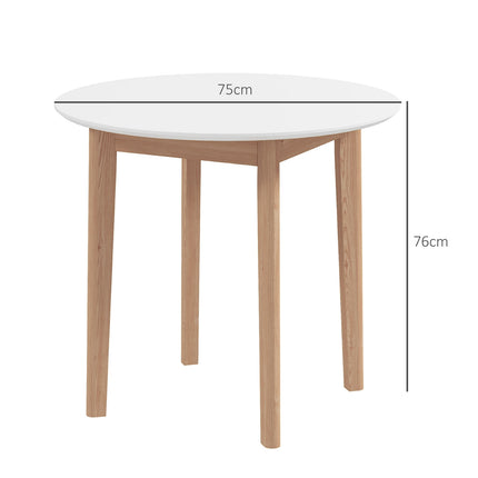 Kulatý jídelní stůl pro 2 osoby, masivní dřevo, 75 cm, bílá