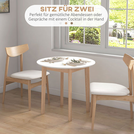 Kulatý jídelní stůl pro 2 osoby, masivní dřevo, 75 cm, bílá