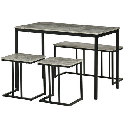 Kuchyňský jídelní set se 3 lavicemi pro 4 osoby - šedý