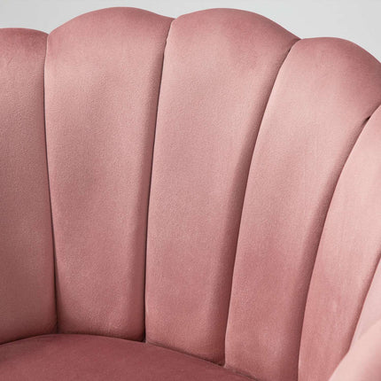 Křeslo s opěrkou zad – polyester, kaučukové dřevo, růžová