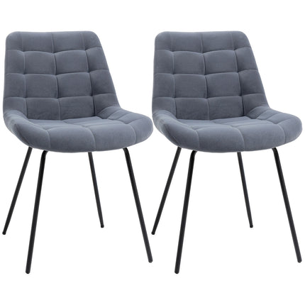 Velvet dining room chairs, set of 2, retro design, gray