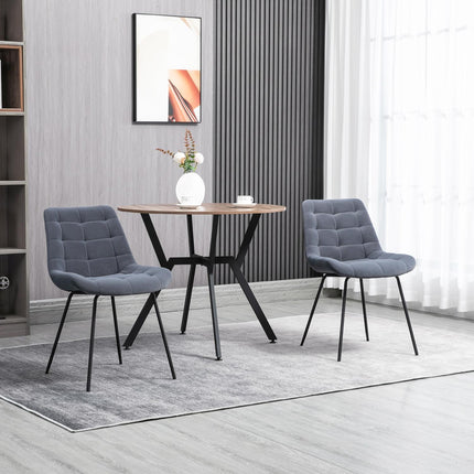 Velvet dining room chairs, set of 2, retro design, gray
