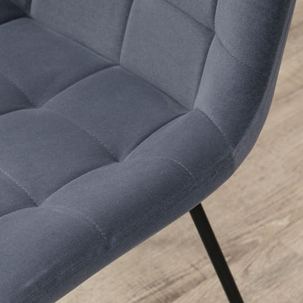 Velvet dining room chairs, set of 2, retro design, gray