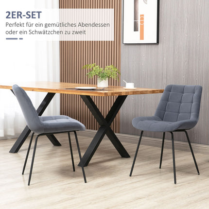 Velvet dining room chairs, set of 2, retro design, gray