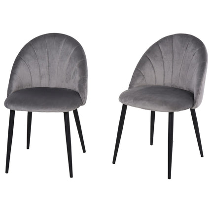 Sametové jídelní židle, sada 2 ks, skandinávský design, šedá