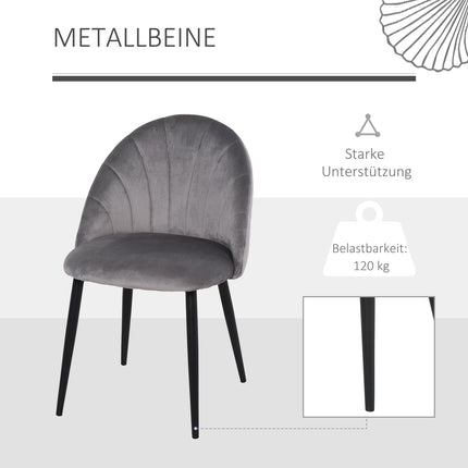 Sametové jídelní židle, sada 2 ks, skandinávský design, šedá