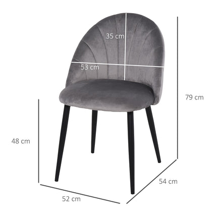 Sametové jídelní židle, sada 2 ks, skandinávský design, šedá