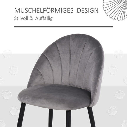 Sametové jídelní židle, sada 2 ks, skandinávský design, šedá