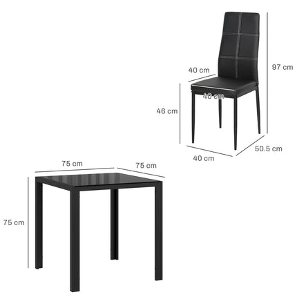 Jídelní set jídelní stůl se 4 židlemi úsporná jídelní sestava sedací sestava černá