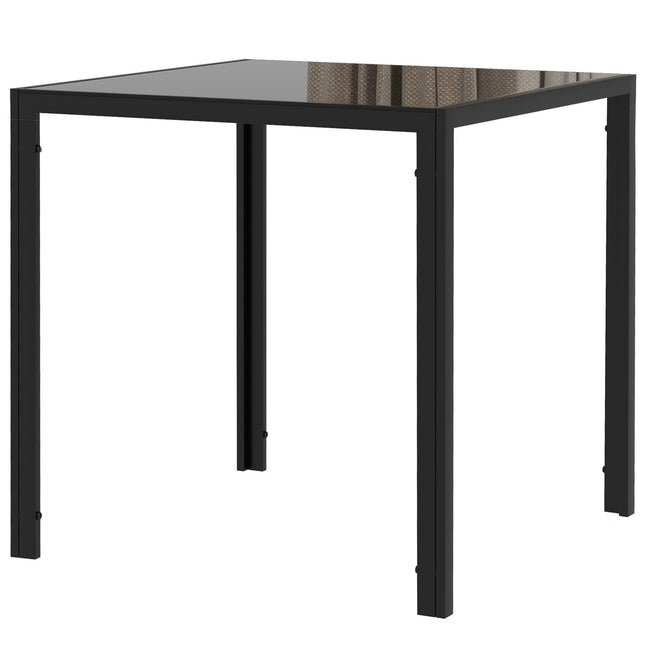Quadratischer Esstisch aus Glas für 4 Personen, 80 kg Tragkraft, Schwarz